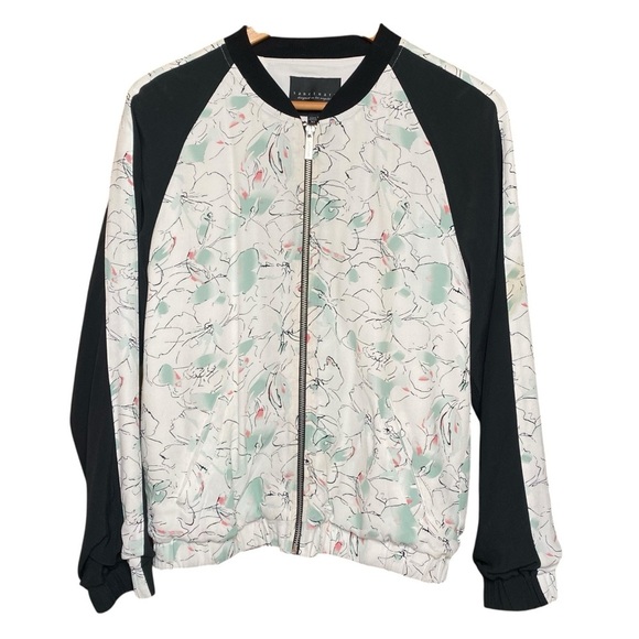 Sanctuary Jackets & Blazers - Sanctuary, black,white floral,lightweight,track, zip front bomber jacket SZ-S
